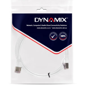 Dynamix PLSSW C6A 0.5 0.5m Cat6A SFTP White Slimline Shielded 10G Patch Lead 34AWG NZDEPOT 1