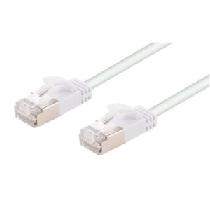 DYNAMIX 1m Cat6A S/FTP White Ultra-Slim Shielded 10G Patch Lead (34AWG) with RJ45 Gold Plated Connectors. Supports PoE IEEE 802.3af (15.4W) & at (30W) - NZ DEPOT