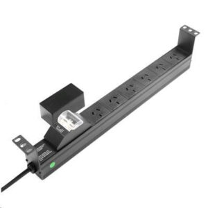 Dynamix RPR 6HMCB 6 Outlet 1RU Horizontal Power Rail 10A with 6kVa C Curve MCB CircuitBreaker onoff switch 50mm Recessed Brackets 2M Power Cord with 10A 3 Pin Plug BLACK Colour NZDEPOT - NZ DEPOT