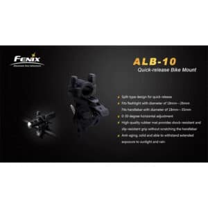 Fenix Bicycle Mount ALB 10 Black Quick Release Easy Setup and Attach Split Type Design Fits Handlebar with Diameter of 22 35mm Fits Flashlights Torches with Diameter of 18 26mm NZDEPOT 1