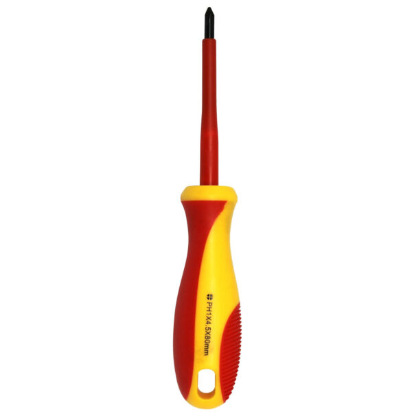 Goldtool HV-41-VDE Screwdriver 80mm Electrical Insulated VDE Tested to 1000 Volts AC - PH1 80mm - Yellow/Red Colour Handle - NZ DEPOT