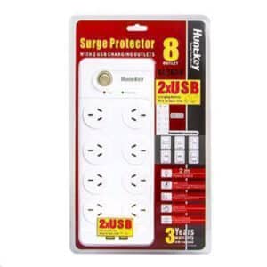 Huntkey SAC804 8 Outlet Surge Protected Powerboard with Dual 5V 2.1A USB charging Ports ideal for apple samsung mobile devices. NZDEPOT - NZ DEPOT