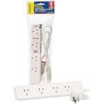 Jackson PT2929S 4 way Protected Power Board 2 ports are double spaced. 1m power cord Energy Absorbtion Rating 175J - NZ DEPOT