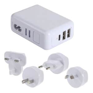 Jackson PTA7723 Worldwide USB Charger Adapter. Perfect for All International Travellers. Fast Charging 3.1 Amp 2x USBA & 1x USBC Outlets. Compatible with a Wide Range on Mains and Voltages. - NZ DEPOT