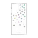 Kate Spade New York Defensive Hardshell Case for Galaxy S22 Ultra 5G - Scattered Flowers /Iridescent/Clear/Gems/White Bumper - NZ DEPOT