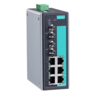 MOXA Industrial switch EDS 308 MM ST 8 port Unmanaged switch with 6X10100BaseTX ports 2X100BaseFX multi mode ports with ST connectors relay output warning 0 to 60°C operating temperature NZDEPOT - NZ DEPOT
