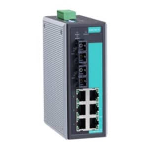 MOXA Industrial switch EDS 308 SS SC 8 port Unmanaged switch with 6X10100BaseTX ports 2X100BaseFX single mode ports with SC connectors relay output warning 0 to 60°C operating temperature NZDEPOT - NZ DEPOT
