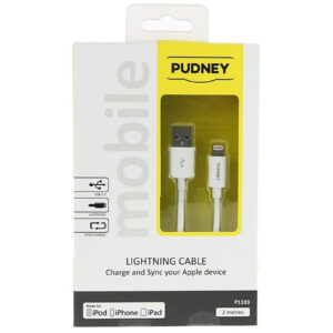 PUDNEY P1101 USB A PLUG TO LIGHTNING PLUG 1 METRE WHITE - NZ DEPOT