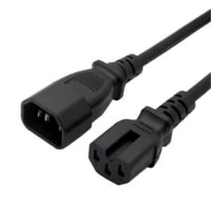 Power Extension Cable 2m IEC C14 to IEC C15 Male to Female Black NZDEPOT - NZ DEPOT