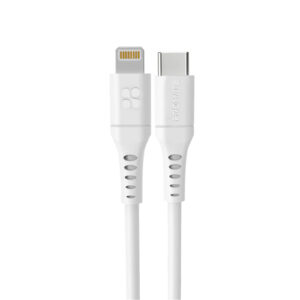 Promate POWERLINK 200.WH 2m 20W PD USB C to Lightning Charge Sync Cable. For Apple iPhone iPad iPad Mini. Soft Touch Silicone. Anti Snap Tangle Free Design. White Not MFI Certified NZDEPOT - NZ DEPOT