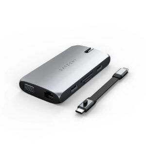 SATECHI USB C On the Go Silver Multiport Adapter for Apple Mac Microsoft Surface and more USB C Devices Space Grey Dual extended display not supported on Apple M1 Macs NZDEPOT 1