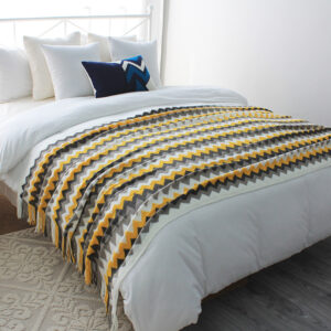 SOGA 170cm Yellow Zigzag Striped Throw Blanket Acrylic Wave Knitted Fringed Woven Cover Couch Bed Sofa Home Decor, Home, Bed Linen, Throws And Blankets, Blankets, ,  - NZ DEPOT 2