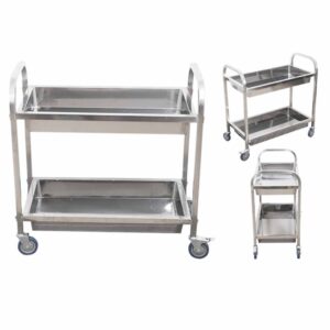 SOGA 2 Tier 75x40x83cm Stainless Steel Kitchen Trolley Bowl Collect Service Food Cart Small, Business & Industrial, Food Service, Food Service Carts, , ,  - NZ DEPOT 2