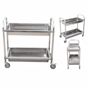 Buy SOGA 2 Tier 95x50x95cm Stainless Steel Kitchen Trolley Bowl Collect Service FoodCart Large Online - Business & Industrial/Food Service/Food Service Carts - 2 - NZ Depot Free Shipping