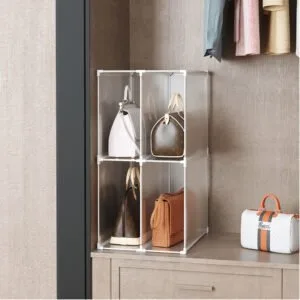 Buy SOGA 2 Tier Multifunctional PP Plastic Bag Box Portable Cubby DIY Storage Shelves Stackable Handbag Purse Organiser Online - Home & Living/Bedroom/Bedroom Storage Solutions - 2 - NZ Depot Free Shipping