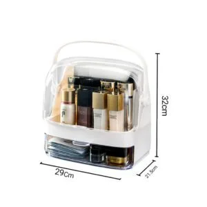 Buy SOGA 2 Tier White Countertop Makeup Cosmetic Storage Organiser Skincare Holder Jewelry Storage Box with Handle Online - Home/Bathroom/Bathroom Accessories/Bathroom Storage - 2 - NZ Depot Free Shipping