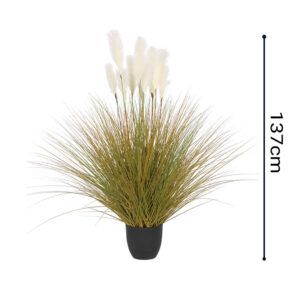 SOGA 2X 137cm Artificial Indoor Potted Reed Bulrush Grass Tree Fake Plant Simulation Decorative, Home & Living, Home Decor, Artificial Plants, , ,  - NZ DEPOT 2