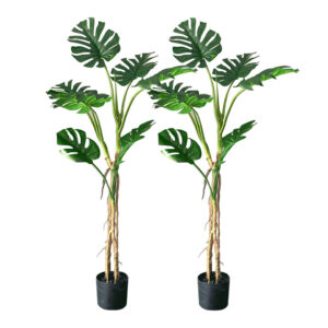 SOGA 2X 160cm Tropical Monstera Palm Artificial Plant Tree, Real Touch Technology, with UV Protection, Home & Living, Home Decor, Artificial Plants, , ,  - NZ DEPOT 1