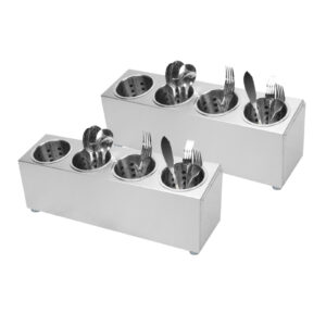 SOGA 2X 18/10 Stainless Steel Commercial Conical Utensils Cutlery Holder with 4 Holes, Home & Living, Kitchen & Dining, Tableware, Cutlery, ,  - NZ DEPOT 1