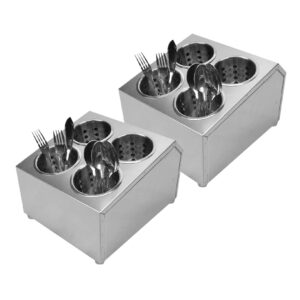 SOGA 2X 1810 Stainless Steel Commercial Conical Utensils Square Cutlery Holder with 4 Holes NZ DEPOT - NZ DEPOT