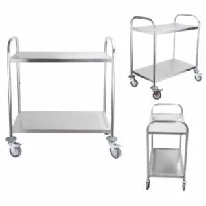 Buy SOGA 2X 2 Tier 81x46x85cm Stainless Steel Kitchen Dining Food Cart Trolley Utility Round Small Online - Business & Industrial/Food Service/Food Service Carts - 2 - NZ Depot Free Shipping