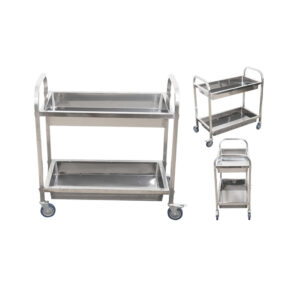 SOGA 2X 2 Tier 85x45x90cm Stainless Steel Kitchen Trolley Bowl Collect Service Food Cart Medium, Business & Industrial, Food Service, Food Service Carts, , ,  - NZ DEPOT 2