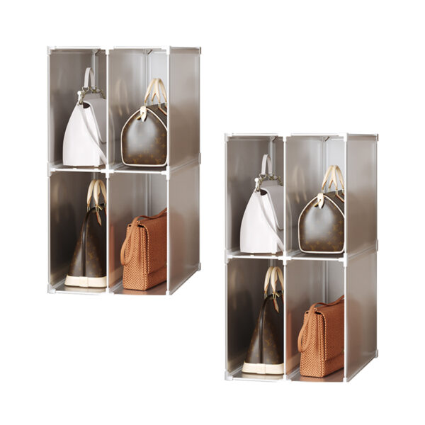 SOGA 2X 2 Tier Multifunctional PP Plastic Bag Box Portable Cubby DIY Storage Shelves Stackable Handbag Purse Organiser, Home & Living, Bedroom, Bedroom Storage Solutions, , ,  - NZ DEPOT 1
