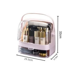 Buy SOGA 2X 2 Tier Pink Countertop Makeup Cosmetic Storage Organiser Skincare Holder Jewelry Storage Box with Handle Online - Home/Bathroom/Bathroom Accessories/Bathroom Storage - 2 - NZ Depot Free Shipping