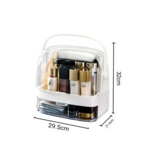 Buy SOGA 2X 2 Tier White Countertop Makeup Cosmetic Storage Organiser Skincare Holder Jewelry Storage Box with Handle Online - Home/Bathroom/Bathroom Accessories/Bathroom Storage - 2 - NZ Depot Free Shipping