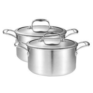 SOGA 2X 24cm Stainless Steel Soup Pot Stock Cooking Stockpot Heavy Duty Thick Bottom with Glass Lid NZ DEPOT - NZ DEPOT
