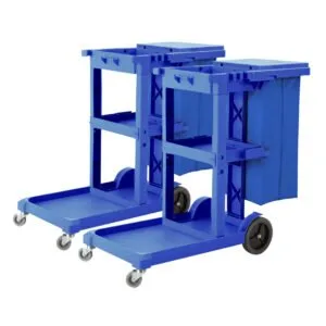 Buy SOGA 2X 3 Tier Multifunction Janitor Cleaning Waste Cart Trolley and Waterproof Bag with Lid Blue Online - Business & Industrial/Food Service/Food Service Carts - 1 - NZ Depot Free Shipping