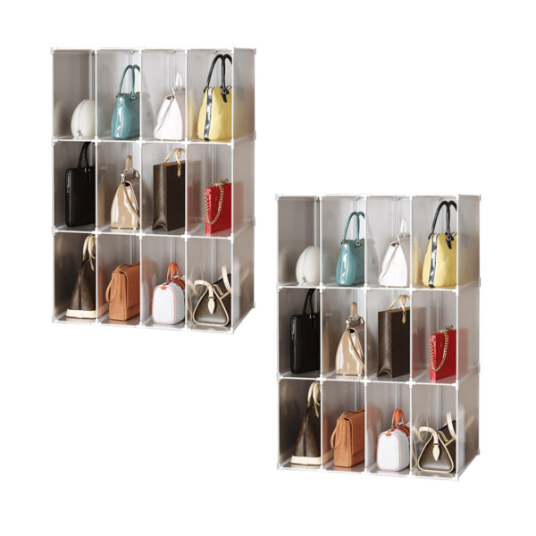 SOGA 2X 3 Tier Multifunctional PP Plastic Bag Box Portable Cubby DIY Storage Shelves Stackable Handbag Purse Organiser, Home & Living, Bedroom, Bedroom Storage Solutions, , ,  - NZ DEPOT 1