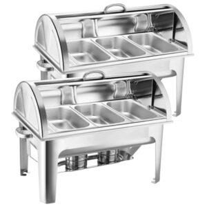 SOGA 2X 3L Triple Tray Stainless Steel Roll Top Chafing Dish Food Warmer NZ DEPOT - NZ DEPOT