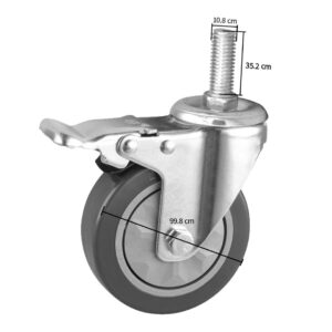 SOGA 2X 4" Heavy Duty Polyurethane Swivel Castor Brake Wheels, Business & Industrial, Food Service, Food Service Carts, , ,  - NZ DEPOT 2