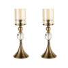 SOGA 2X 43cm Glass Candle Holder Candle Stand Glass/Metal, Home & Living>Home Decor>Candles & Holders>Candle Accessories, , , , ,  - NZ DEPOT 1