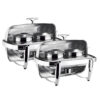 SOGA 2X 6.5L Stainless Steel Double Soup Tureen Bowl Station Roll Top Buffet Chafing Dish Catering Chafer Food Warmer Server, Furniture>Kitchen & Dining Room Furniture>Buffets, Sideboards & Kitchen Islands, , , , , - NZ DEPOT 1