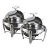 SOGA 2X 6.5L Stainless Steel Round Soup Tureen Bowl Station Roll Top Buffet Chafing Dish Catering Chafer Food Warmer Server, Business & Industrial>Food Service>Plate & Dish Warmers, , , , , - NZ DEPOT 1