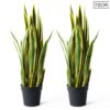 SOGA 2X 70cm Artificial Indoor Yellow Edge Tiger Piran Fake Decoration Tree Flower Pot Plant, Home & Living>Home Decor>Artificial Plants, , , , ,  - NZ DEPOT 1