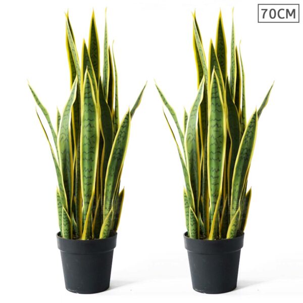 SOGA 2X 70cm Artificial Indoor Yellow Edge Tiger Piran Fake Decoration Tree Flower Pot Plant, Home & Living>Home Decor>Artificial Plants, , , , ,  - NZ DEPOT 1