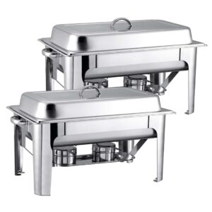 Buy SOGA 2X 9L Stainless Steel Chafing Catering Dish Food Warmer Online - Furniture/Kitchen & Dining Room Furniture/Buffets, Sideboards & Kitchen Islands - 1 - NZ Depot Free Shipping