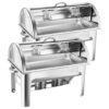 SOGA 2X 9L Stainless Steel Full Size Roll Top Chafing Dish Food Warmer, Furniture>Kitchen & Dining Room Furniture>Buffets, Sideboards & Kitchen Islands, , , , , - NZ DEPOT 1