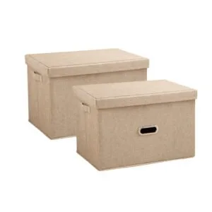 Buy SOGA 2X Beige Small Foldable Canvas Storage Box Cube Clothes Basket Organiser Home Decorative Box Online - Furniture/Storage & Shelving/Home Storage - 1 - NZ Depot Free Shipping