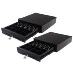 SOGA 2X Black Heavy Duty Cash Drawer Electronic 4 Bills 8 Coins Cheque Slot Tray Pos 410, Business & Industrial>Retail>Money Handling>Cash Register & POS Terminal Accessories>Cash Drawers & Trays, , , , ,  - NZ DEPOT 1