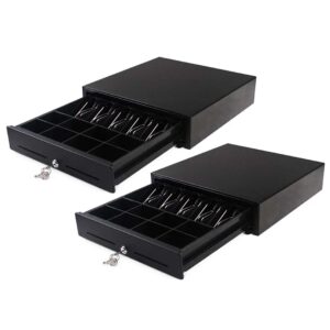 SOGA 2X Black Heavy Duty Cash Drawer Electronic 4 Bills 8 Coins Cheque Slot Tray Pos 410 NZ DEPOT - NZ DEPOT