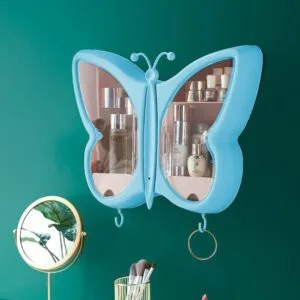 Buy SOGA 2X Blue Butterfly Shape Wall-Mounted Makeup Organiser Dustproof Waterproof Bathroom Storage Box Home Decor Online - Home/Bathroom/Bathroom Accessories/Bathroom Storage - 2 - NZ Depot Free Shipping