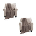 SOGA 2X Coffee Textured Knitted Throw Blanket Warm Cozy Woven Cover Couch Bed Sofa Home Decor with Tassels, Home>Bed Linen>Throws And Blankets>Blankets, , , , ,  - NZ DEPOT 1