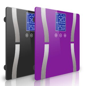 SOGA 2X Glass LCD Digital Body Fat Scale Bathroom Electronic Gym Water Weighing Scales Black/Purple, home & living > bathroom > bathroom accessories > bathroom scales, , , , ,  - NZ DEPOT 1