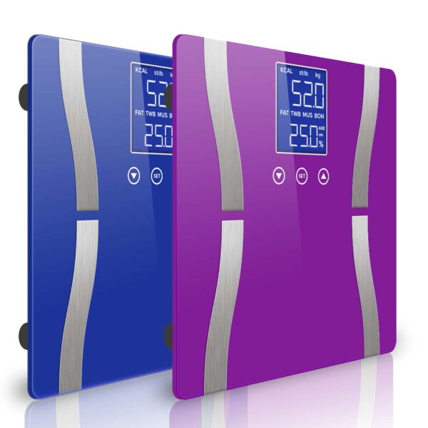 SOGA 2X Glass LCD Digital Body Fat Scale Bathroom Electronic Gym Water Weighing Scales Blue/Purple, home & living > bathroom > bathroom accessories > bathroom scales, , , , ,  - NZ DEPOT 1