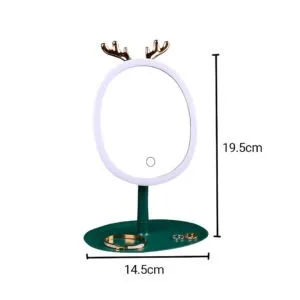 Buy SOGA 2X Green Antler LED Light Makeup Mirror Tabletop Vanity Home Decor Online - Home/Bathroom/Bathroom Accessories/Bathroom Storage - 2 - NZ Depot Free Shipping