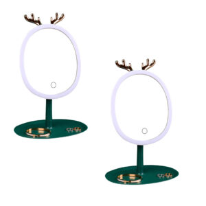 SOGA 2X Green Antler LED Light Makeup Mirror Tabletop Vanity Home Decor - NZ DEPOT